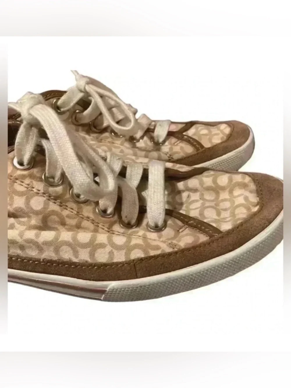 COACH Womens Edith Lace Up Signature Sneakers